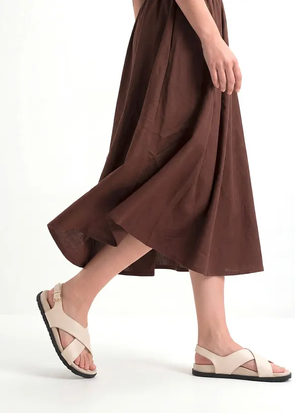 Mellanl&aring;ng kjol i linnemix, bonprix