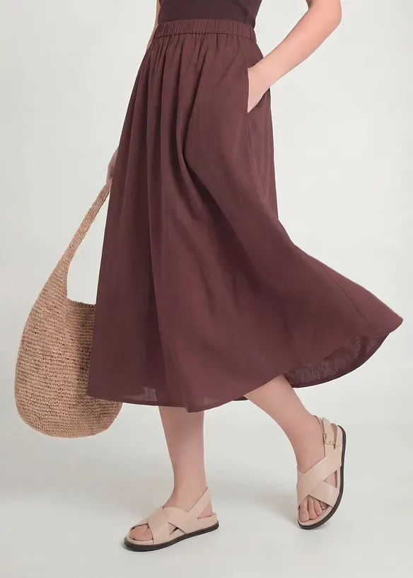 Mellanl&aring;ng kjol i linnemix, bonprix