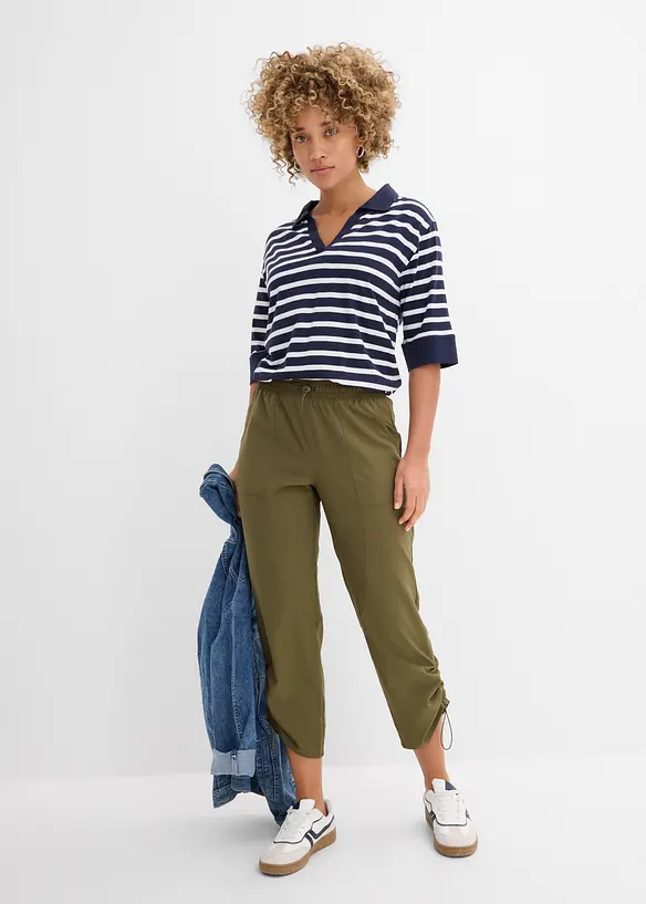 Tr&auml;ningsbyxa med rynkade detaljer, snabbtorkande, bonprix