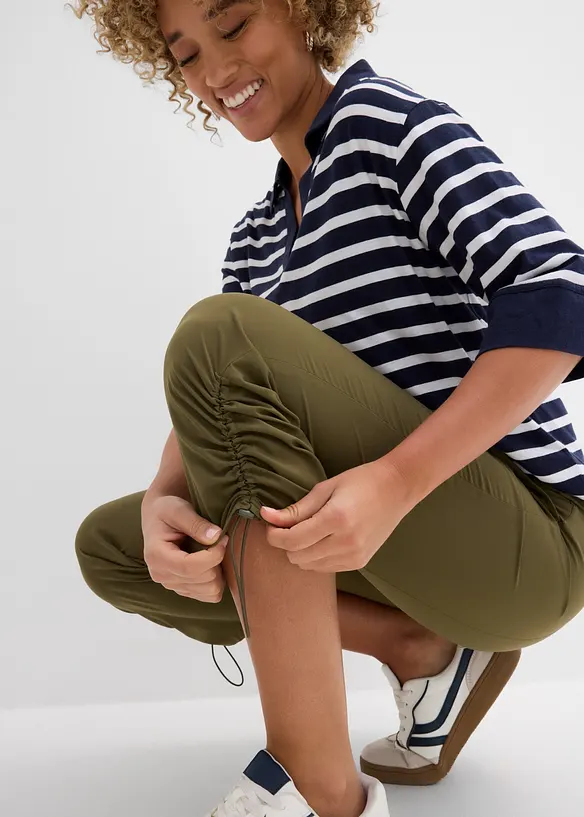 Tr&auml;ningsbyxa med rynkade detaljer, snabbtorkande, bonprix