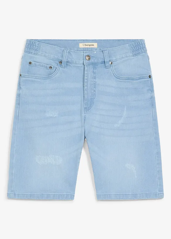 Jeansshorts med res&aring;r i midjan, Regular Fit, bonprix