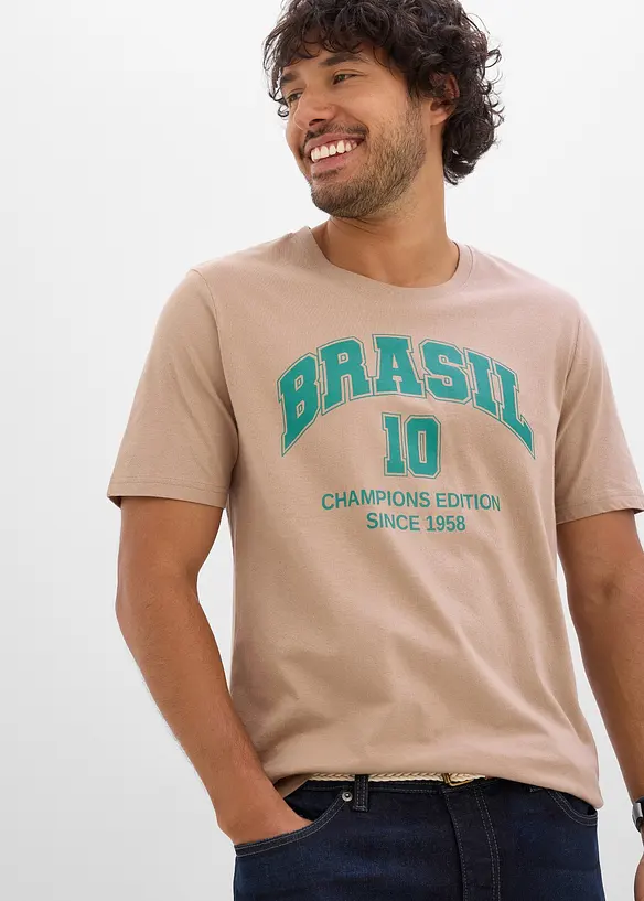 T-shirt av bomull med Brasil-tryck, bonprix