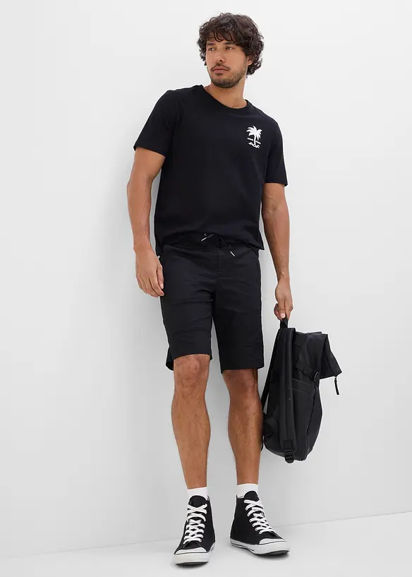 Stretchiga shorts med res&aring;rmidja, Regular Fit, bonprix