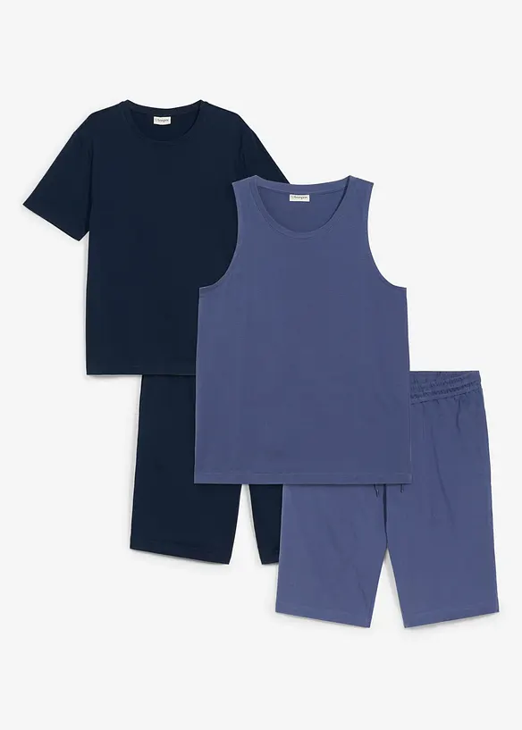 T-shirt, linne och 2  shorts i ekologisk bomull (4 delar), bonprix