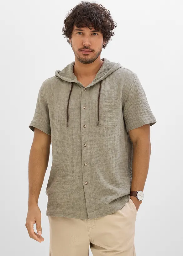 Kort&auml;rmad skjorta av luftig muslin, bonprix