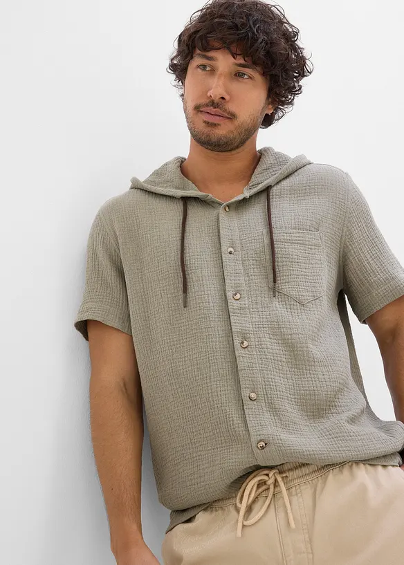 Kort&auml;rmad skjorta av luftig muslin, bonprix