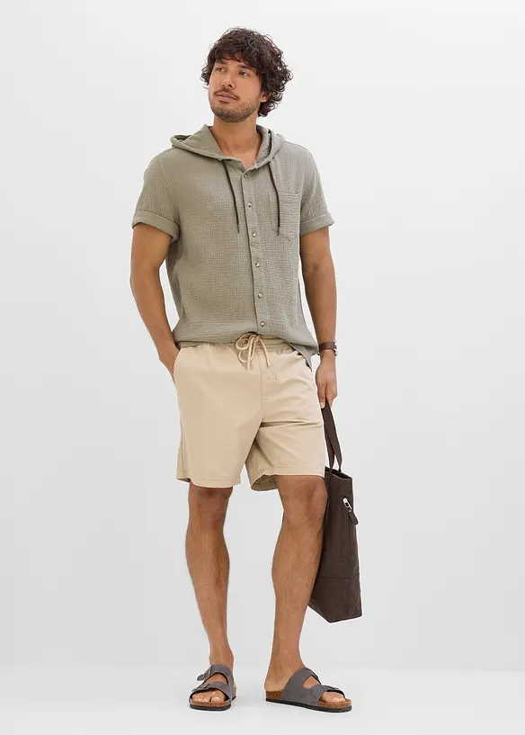 Kort&auml;rmad skjorta av luftig muslin, bonprix