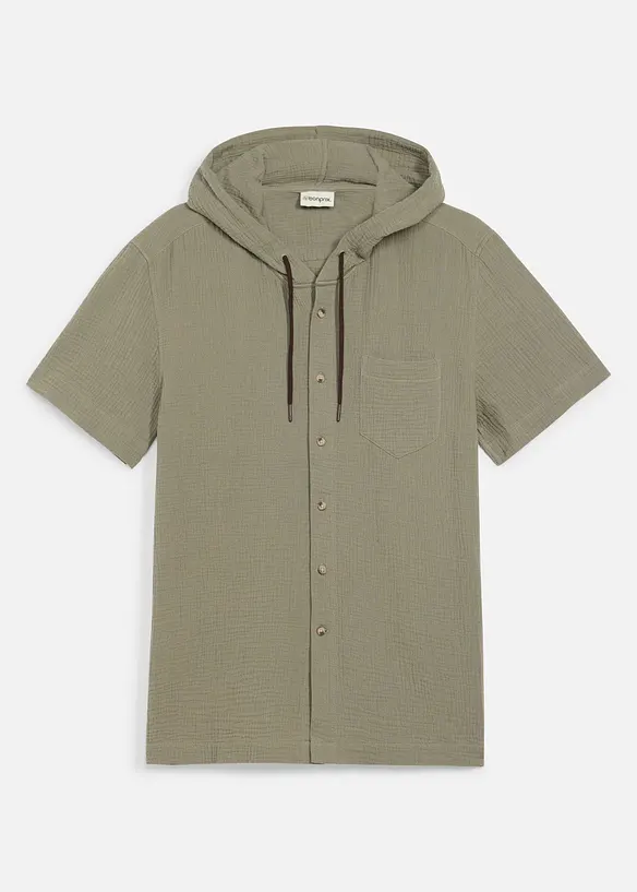 Kort&auml;rmad skjorta av luftig muslin, bonprix