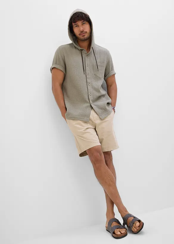 Kort&auml;rmad skjorta av luftig muslin, bonprix