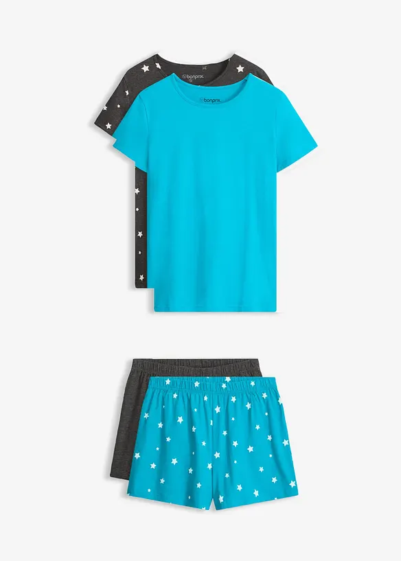 Kort pyjamas av bomull (2-pack), bonprix