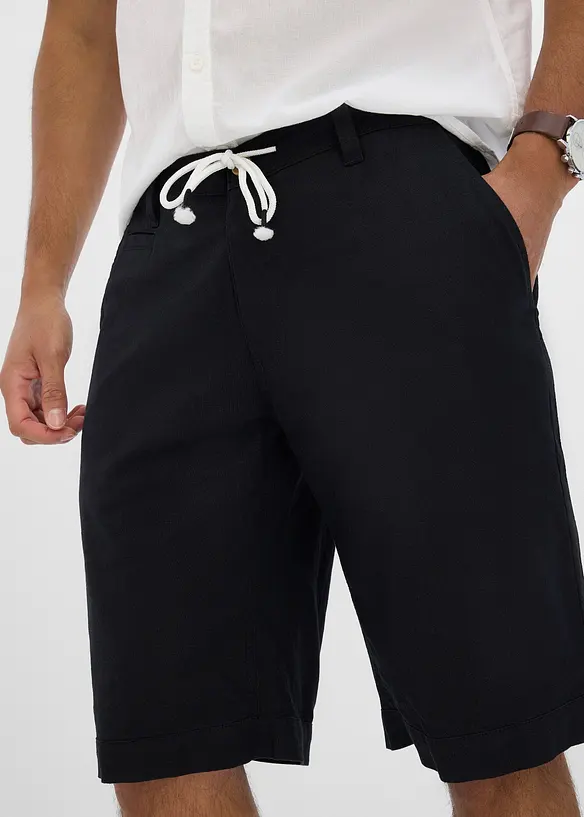 Bermudas i luftig linnemix, normal passform, bonprix