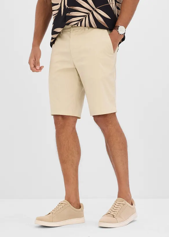 Stretchiga bermudas i chinosmodell (2-pack), normal passform, bonprix