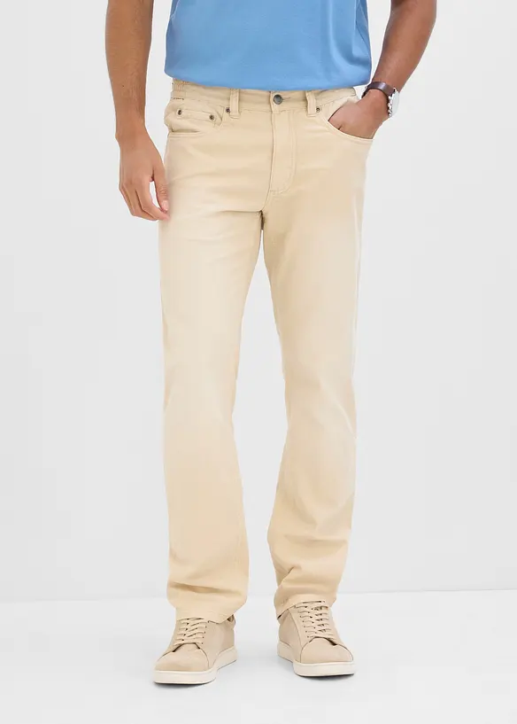 L&auml;tta jeans i Regular Fit med res&aring;rmidja och f&auml;rgad denim, Straight, bonprix