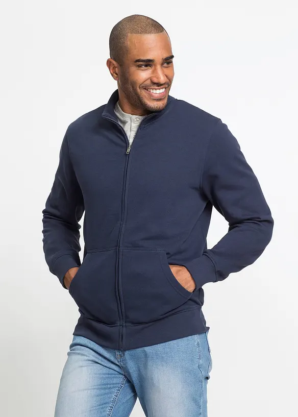 Sweatshirtjacka med st&aring;krage, bonprix
