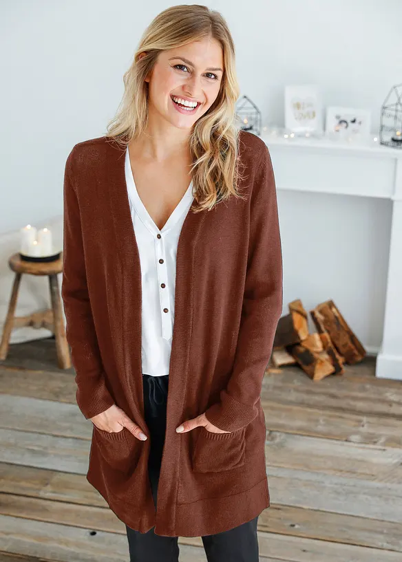 L&aring;ng cardigan, l&aring;ng&auml;rmad, bonprix