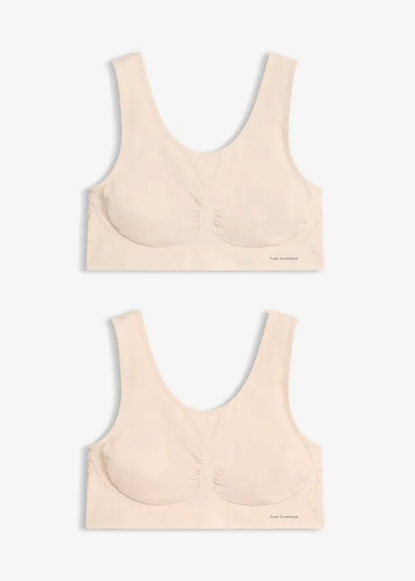 S&ouml;ml&ouml;s BH-topp fr&aring;n Feel Comfort (2-pack), bonprix