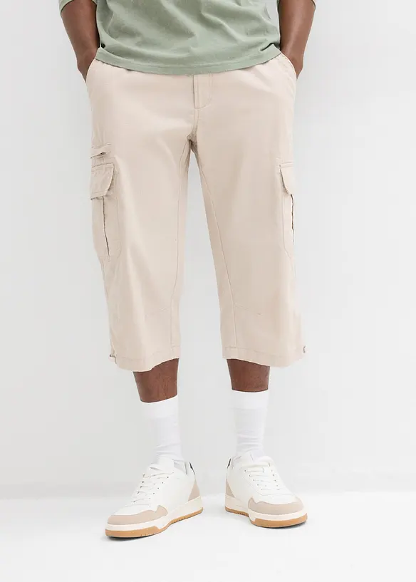 L&aring;nga cargoshorts av ren bomull, normal passform, bonprix