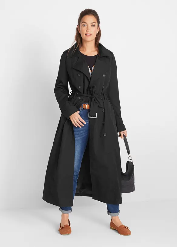 L&aring;ng trenchcoat med midjeb&auml;lte, bonprix
