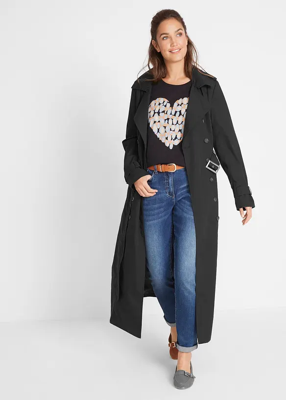 L&aring;ng trenchcoat med midjeb&auml;lte, bonprix