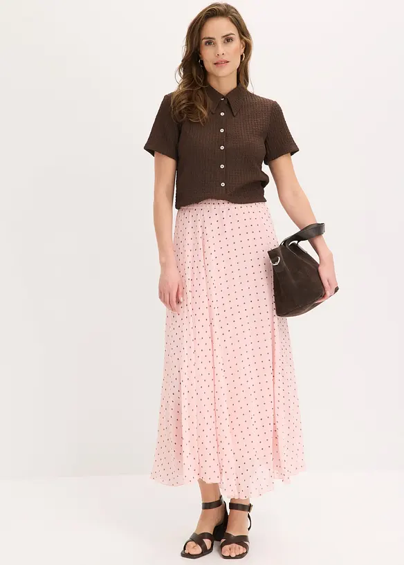 Chiffongkjol i krinklat material, bonprix