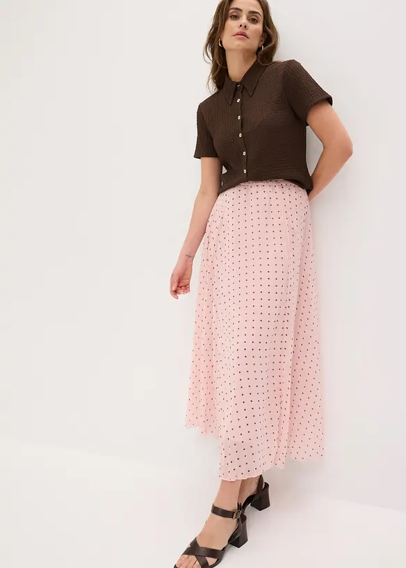 Chiffongkjol i krinklat material, bonprix