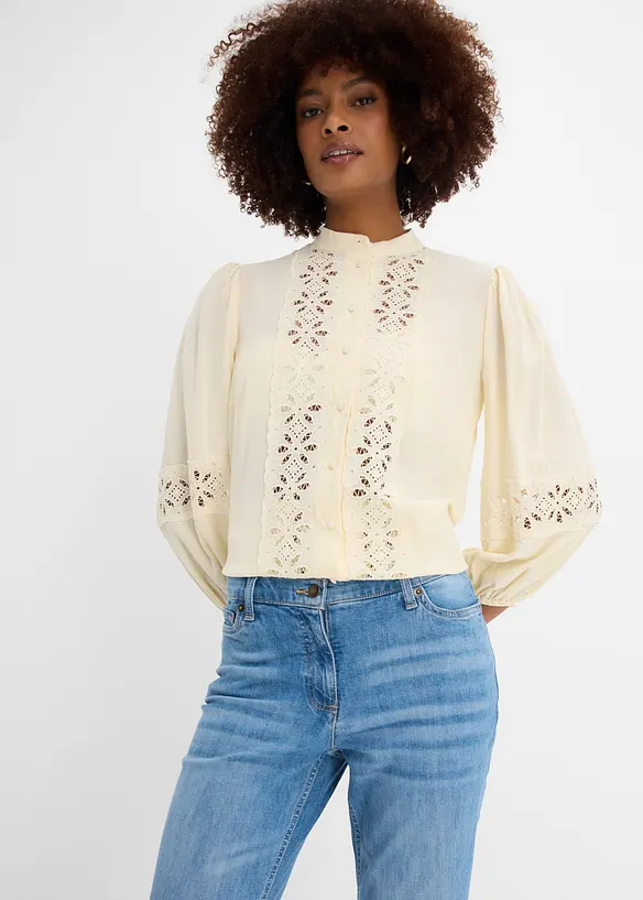 Straight Jeans Mid Waist, med bekv&auml;m midja, bonprix