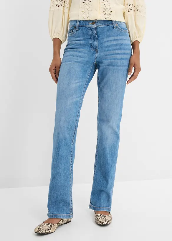Straight Jeans Mid Waist, med bekv&auml;m midja, bonprix