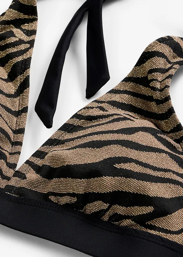Bikini&ouml;verdel med halterneck i glansigt material, bonprix
