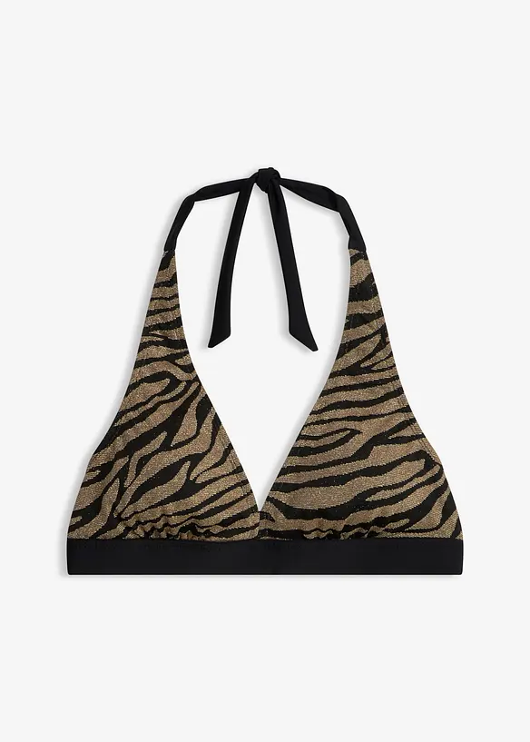 Bikini&ouml;verdel med halterneck i glansigt material, bonprix
