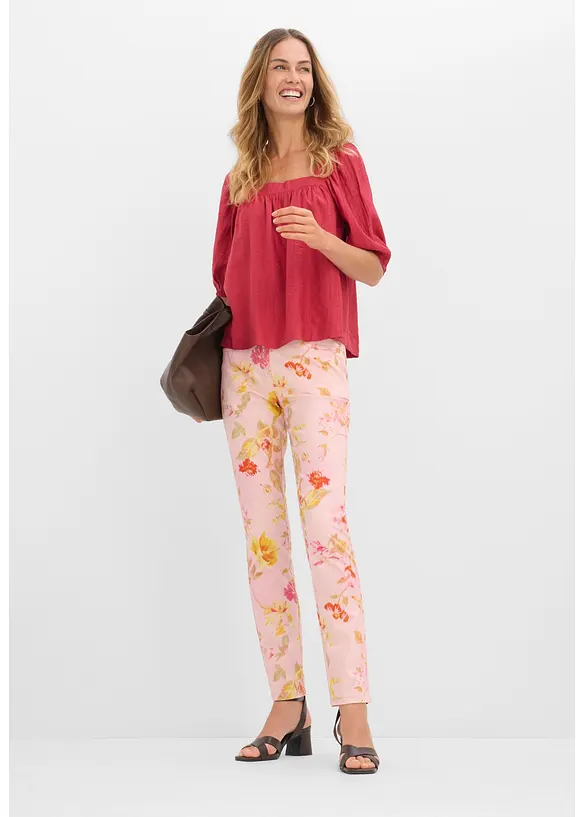 Stretchbyxa med tryckt blomm&ouml;nster, bonprix