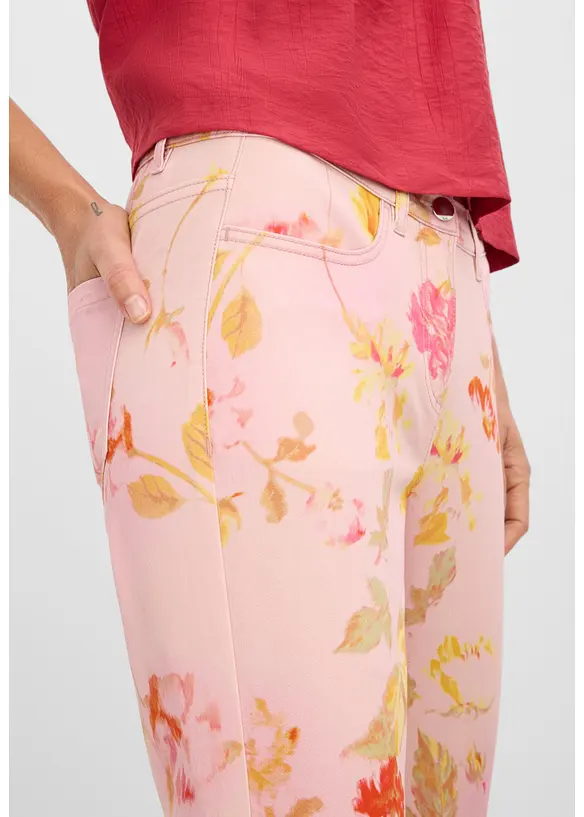 Stretchbyxa med tryckt blomm&ouml;nster, bonprix
