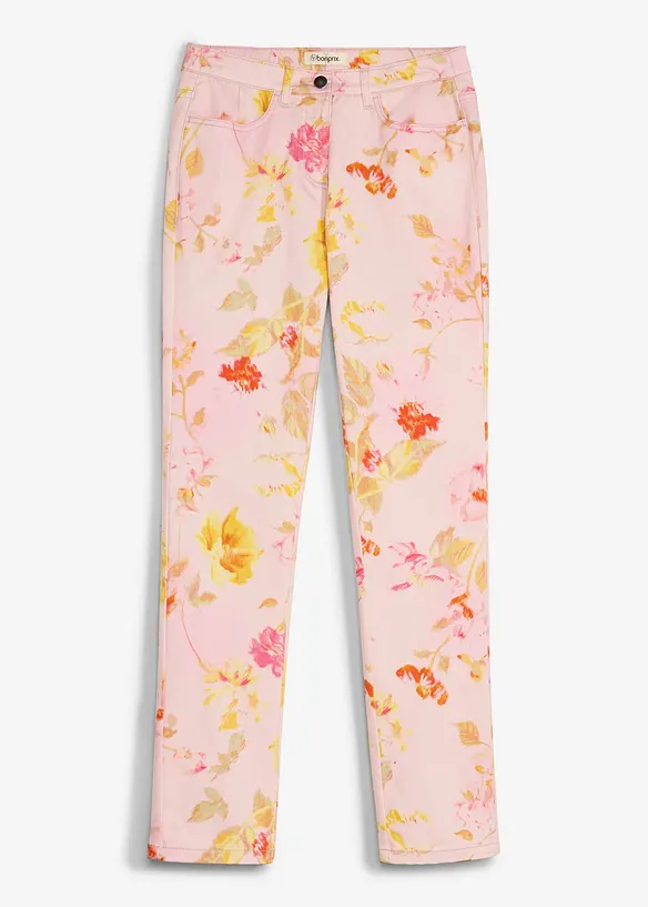 Stretchbyxa med tryckt blomm&ouml;nster, bonprix