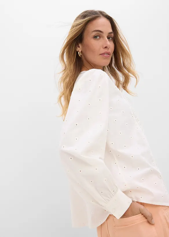 Blus av poplin med struktur, bonprix
