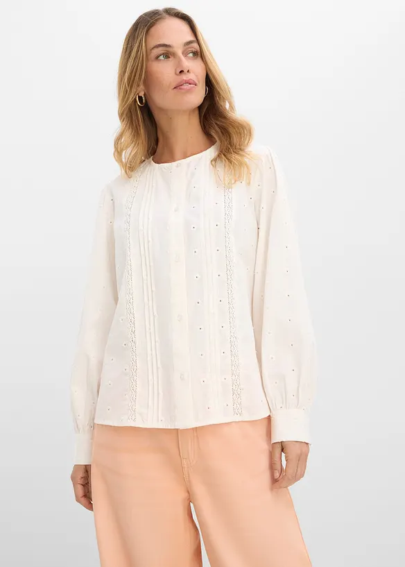 Blus av poplin med struktur, bonprix