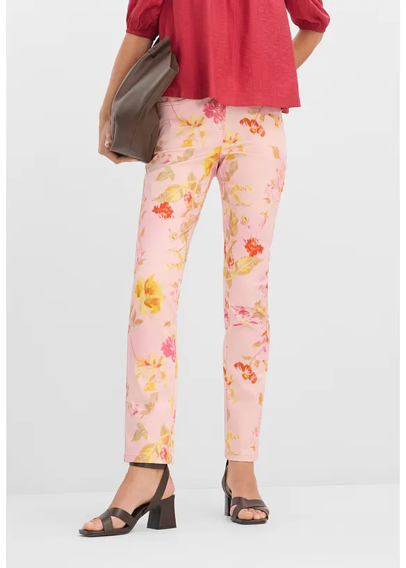 Stretchbyxa med tryckt blomm&ouml;nster, bonprix