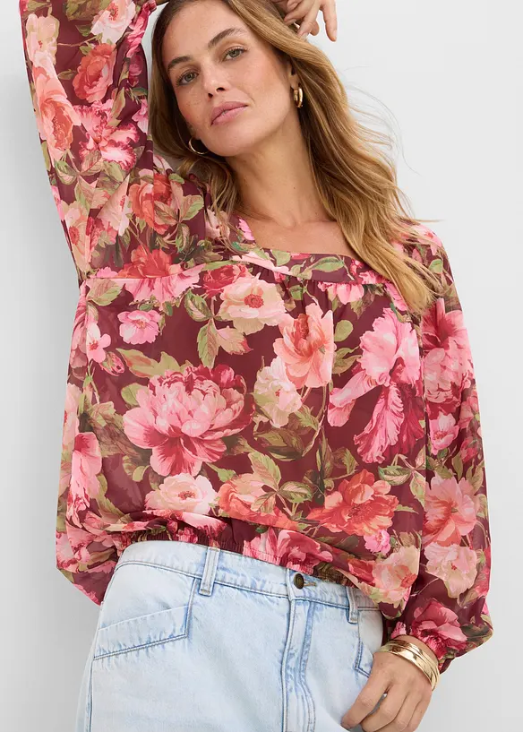 Blus med ballongformad nederkant, bonprix