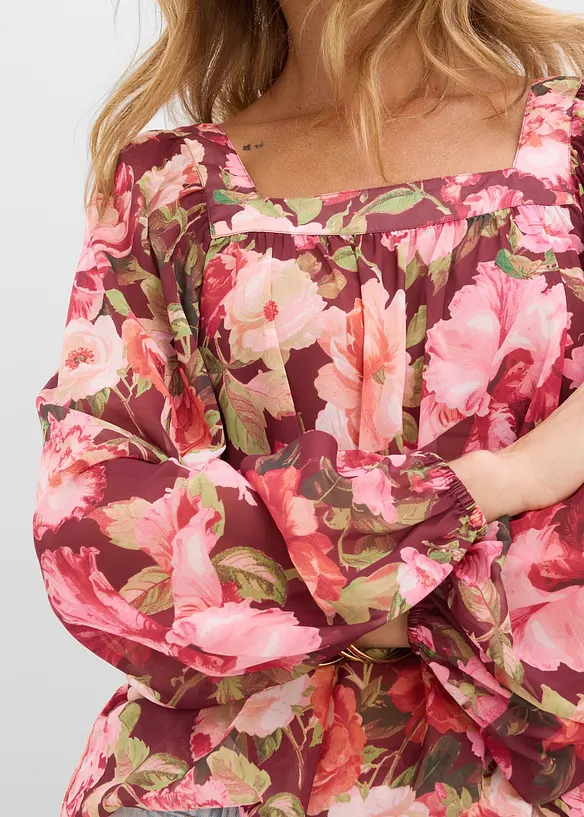 Blus med ballongformad nederkant, bonprix
