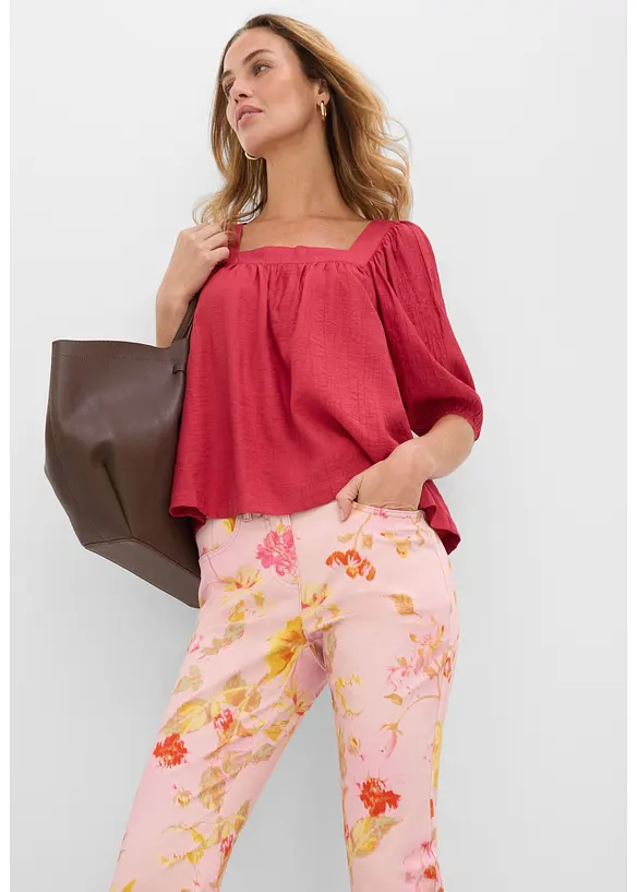 Stretchbyxa med tryckt blomm&ouml;nster, bonprix