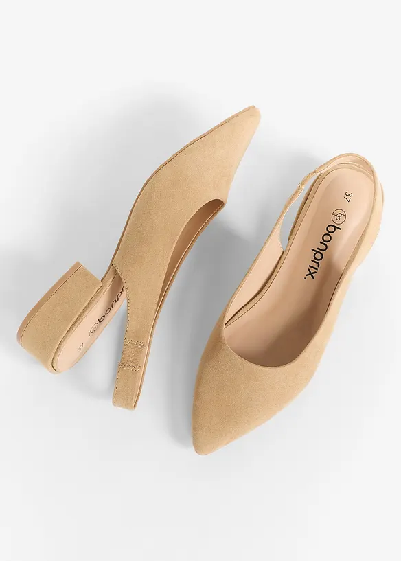 Slingbackpumps med l&aring;g blockklack, bonprix