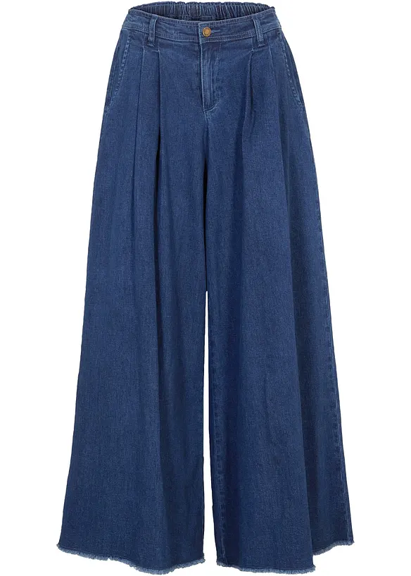 Vid byxkjol i denim, med res&aring;rmidja, bonprix