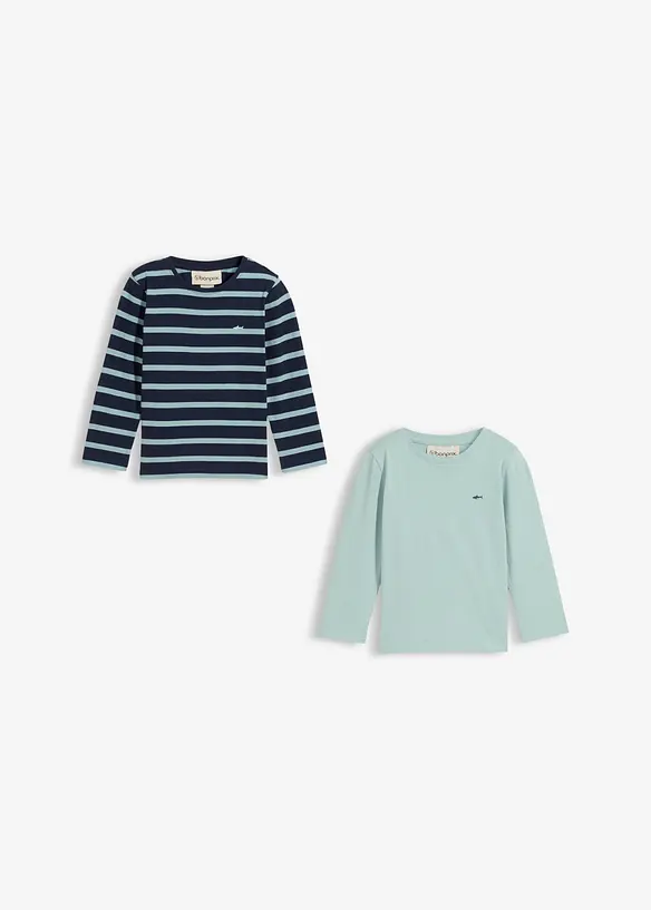 L&aring;ng&auml;rmad T-shirt i ren ekologisk bomull f&ouml;r barn (2-pack), bonprix