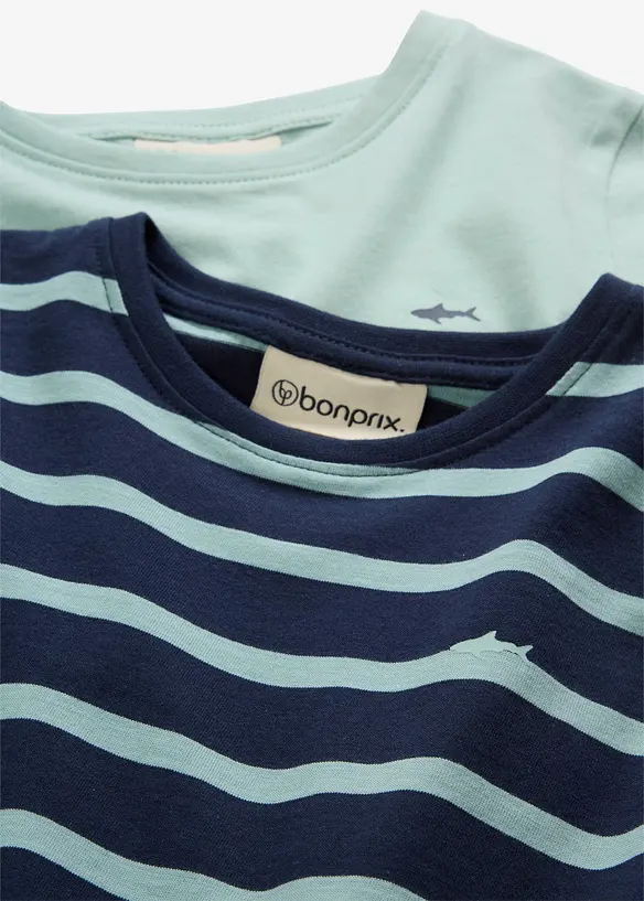 L&aring;ng&auml;rmad T-shirt i ren ekologisk bomull f&ouml;r barn (2-pack), bonprix