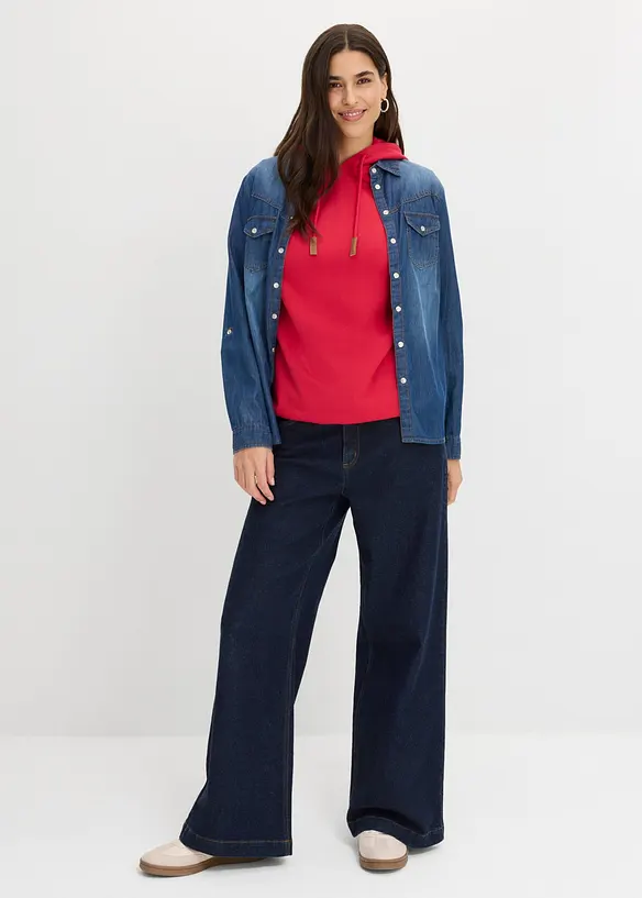 Sweatshirt med huva i bomullsmix, bonprix