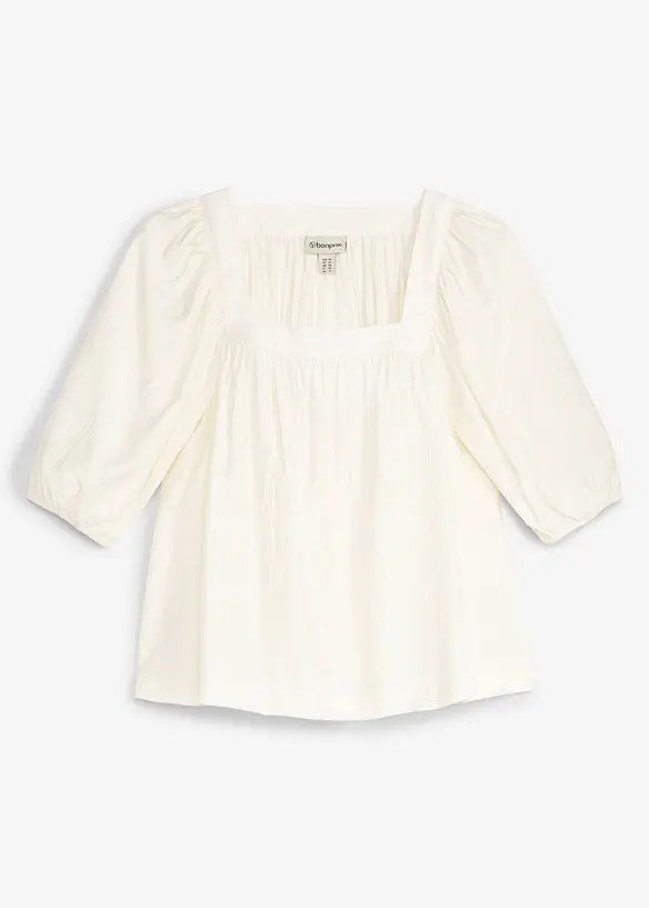 Blus av krinklat material med struktur, bonprix