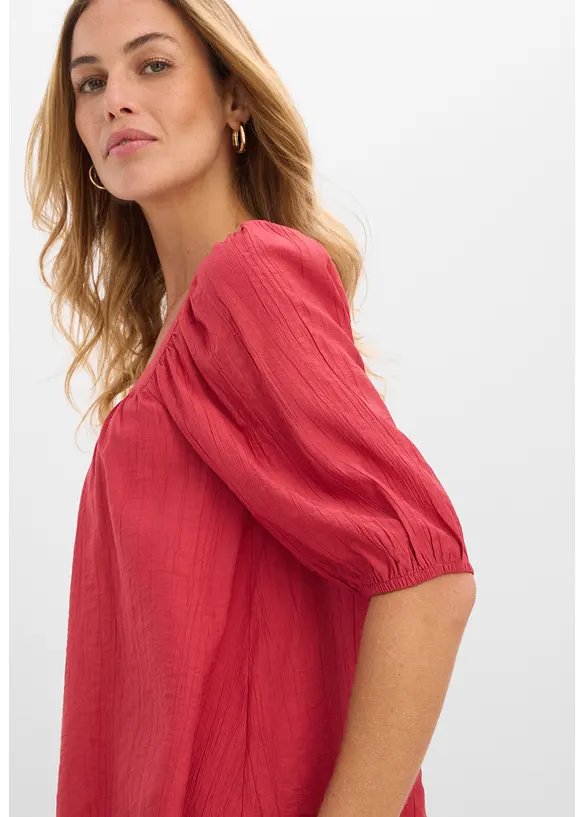 Blus av krinklat material med struktur, bonprix