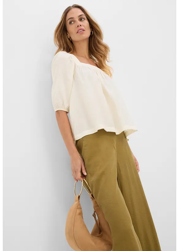 Blus av krinklat material med struktur, bonprix