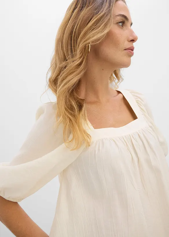 Blus av krinklat material med struktur, bonprix
