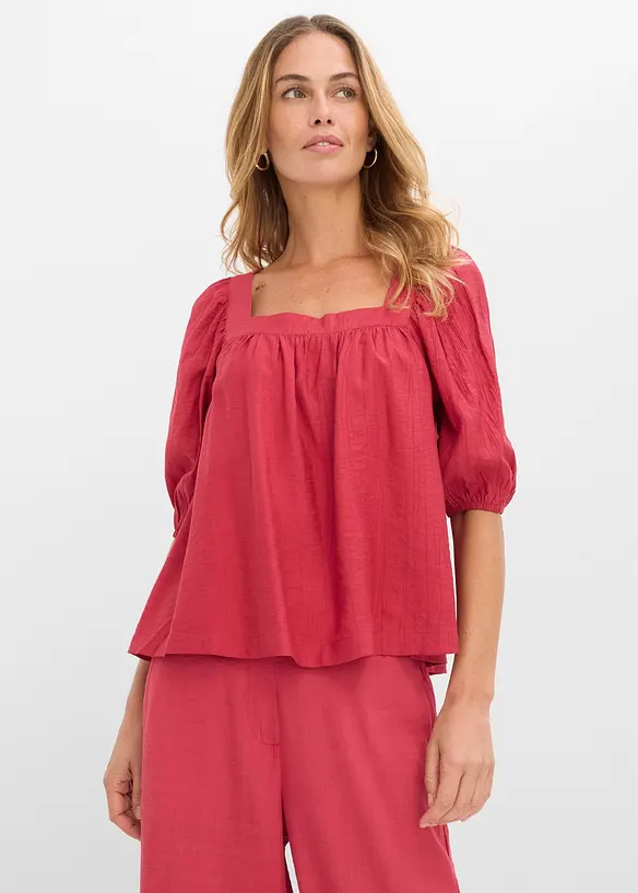 Blus av krinklat material med struktur, bonprix
