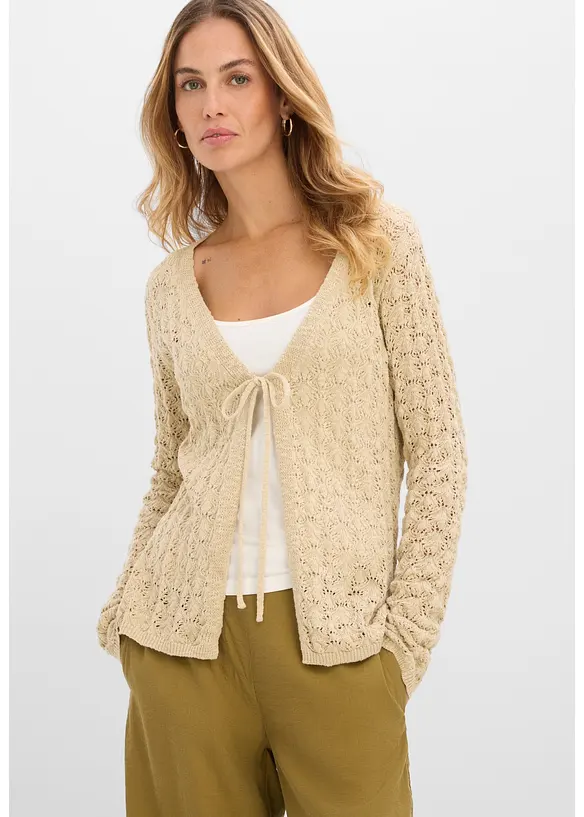 H&aring;lm&ouml;nstrad cardigan av bomull, bonprix
