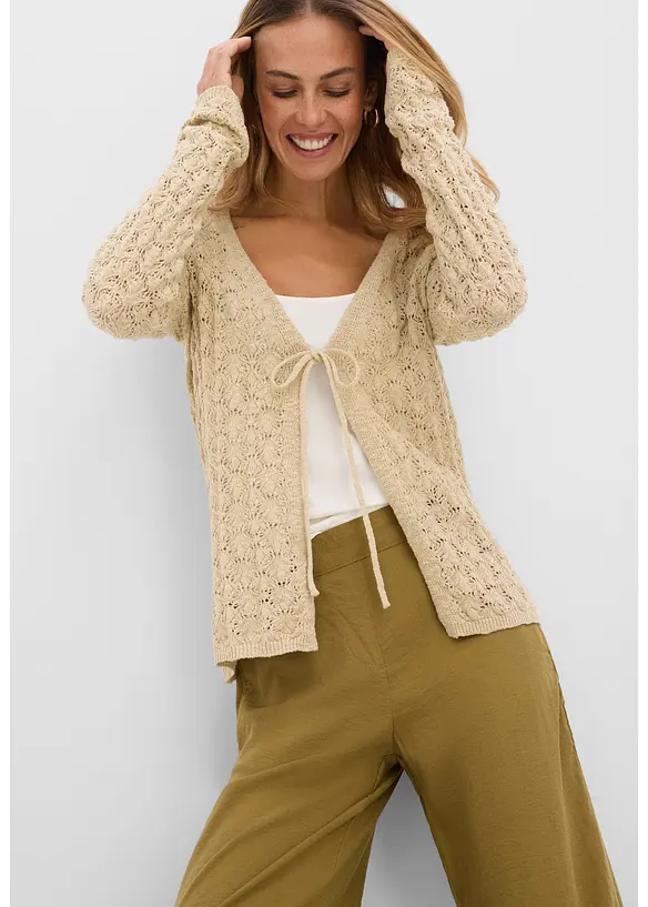 H&aring;lm&ouml;nstrad cardigan av bomull, bonprix